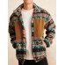Men Ethnic Striped Fleece Patch Side Pockets Zipper Collar Jackets Men Ethnic Striped Fleece Patch Side Pockets Zipper Collar Jackets