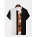 Mens Plants Color Block Patchwork Crew Neck Short Sleeve T Shirts Mens Plants Color Block Patchwork Crew Neck Short Sleeve T Shirts