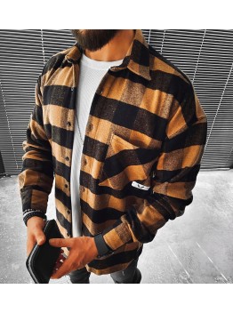 Men's plaid long sleeve polo shirt HE1510-04-02
