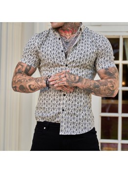 Men's slim fit short sleeve printed shirt HE1511-04-01