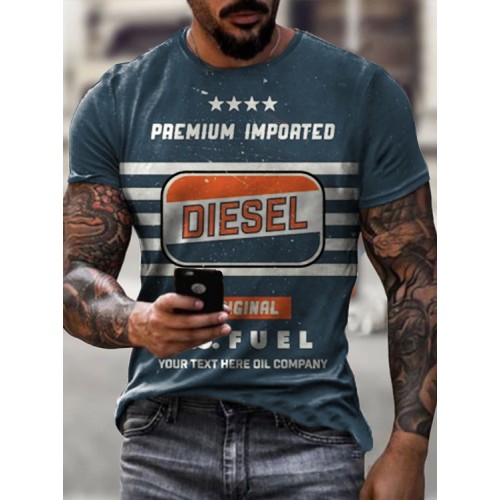 Round neck slim fit English letter printed short sleeved shirt Round neck slim fit English letter printed short sleeved shirt