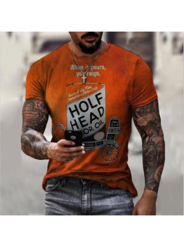 Round neck slim fit printed short sleeve men's HE1605-01-02