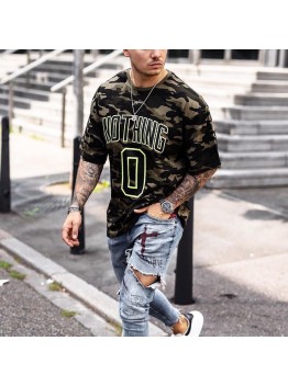 Camouflage numbers crew neck T-shirt HF1914-01-04