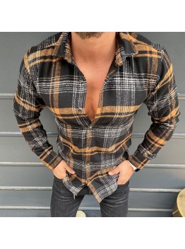 men's printed plaid shirt  HF0110-02-04