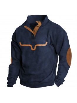 Men's retro stand collar T-shirt sweatshirt HF0902-02-01