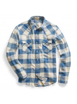 Men's Classic Slim Fit Checked Twill Western Shirt  HF0204-04-01