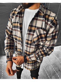 color block plaid print shirt HF1211-03-03