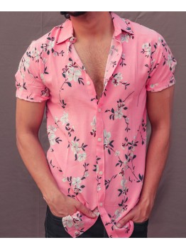 Pink floral men's shirt HF2202-01-02
