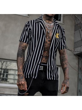 Men's casual fashion striped American shirt HF1301-01-03