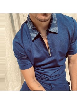 Lapel zipper slim fit top HF2213-03-04
