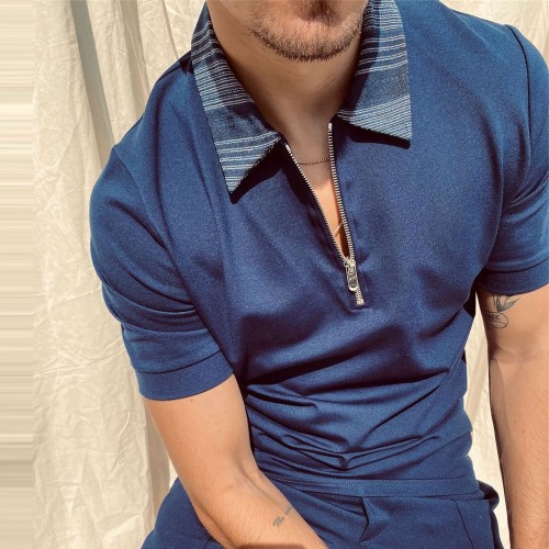 Lapel zipper slim fit top HF2213-03-04 Lapel zipper slim fit top HF2213-03-04