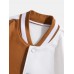 Men Color Block Button up Pockets Striped Hem Baseball Jackets Men Color Block Button up Pockets Striped Hem Baseball Jackets