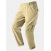 Men Solid Color Utility Pocket Street Elastic Waist Casual Cargo Pants Men Solid Color Utility Pocket Street Elastic Waist Casual Cargo Pants