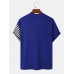 Mens Stripe Patchwork Flap Pocket Casual Short Sleeve T Shirts Mens Stripe Patchwork Flap Pocket Casual Short Sleeve T Shirts