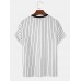 Mens Striped Cartoon Cat Print Short Sleeve T Shirts Mens Striped Cartoon Cat Print Short Sleeve T Shirts