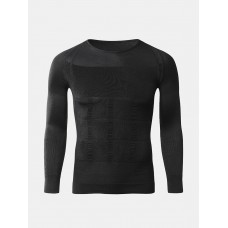 Mens Abdomen Control Skinny Shapewear Long Sleeve Sports Bodybuilding Undershirts