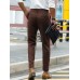 Men Solid Color Pleated Button Side Pockets Ankle Length Business Pants Men Solid Color Pleated Button Side Pockets Ankle Length Business Pants