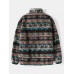 Men Ethnic Striped Fleece Patch Side Pockets Zipper Collar Jackets Men Ethnic Striped Fleece Patch Side Pockets Zipper Collar Jackets