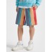Men Colorful Striped Holiday Loose Drawstring Shorts With Pocket Men Colorful Striped Holiday Loose Drawstring Shorts With Pocket