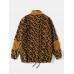 Men Leopard Fleece Patch Pocket Stand Collar Drawstring Hem Jackets Men Leopard Fleece Patch Pocket Stand Collar Drawstring Hem Jackets