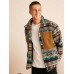 Men Ethnic Striped Fleece Patch Side Pockets Zipper Collar Jackets Men Ethnic Striped Fleece Patch Side Pockets Zipper Collar Jackets