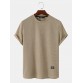Mens Solid Color Applique Crew Neck Knitted Short Sleeve T Shirts