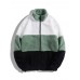 Men Fleece Patchwork Colorblock Stand Collar Zip Jackets Men Fleece Patchwork Colorblock Stand Collar Zip Jackets