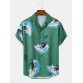 Mens Surfing Male Print Hem Cuff Short Sleeve Shirts